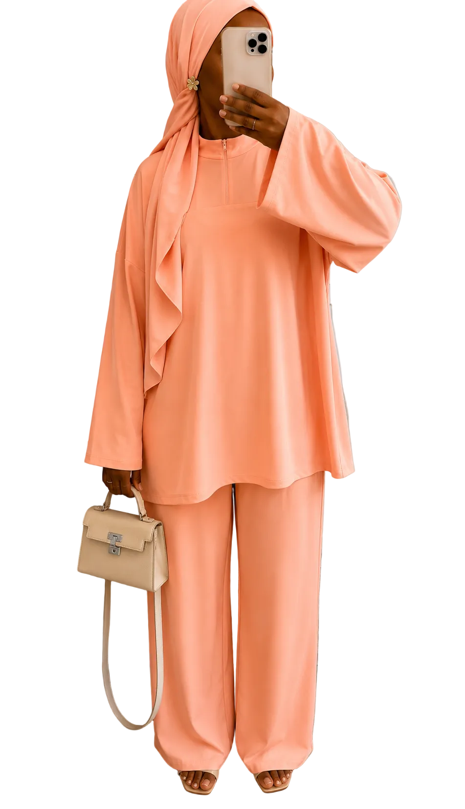 Burkini Aya 3 pièces zip II pêche