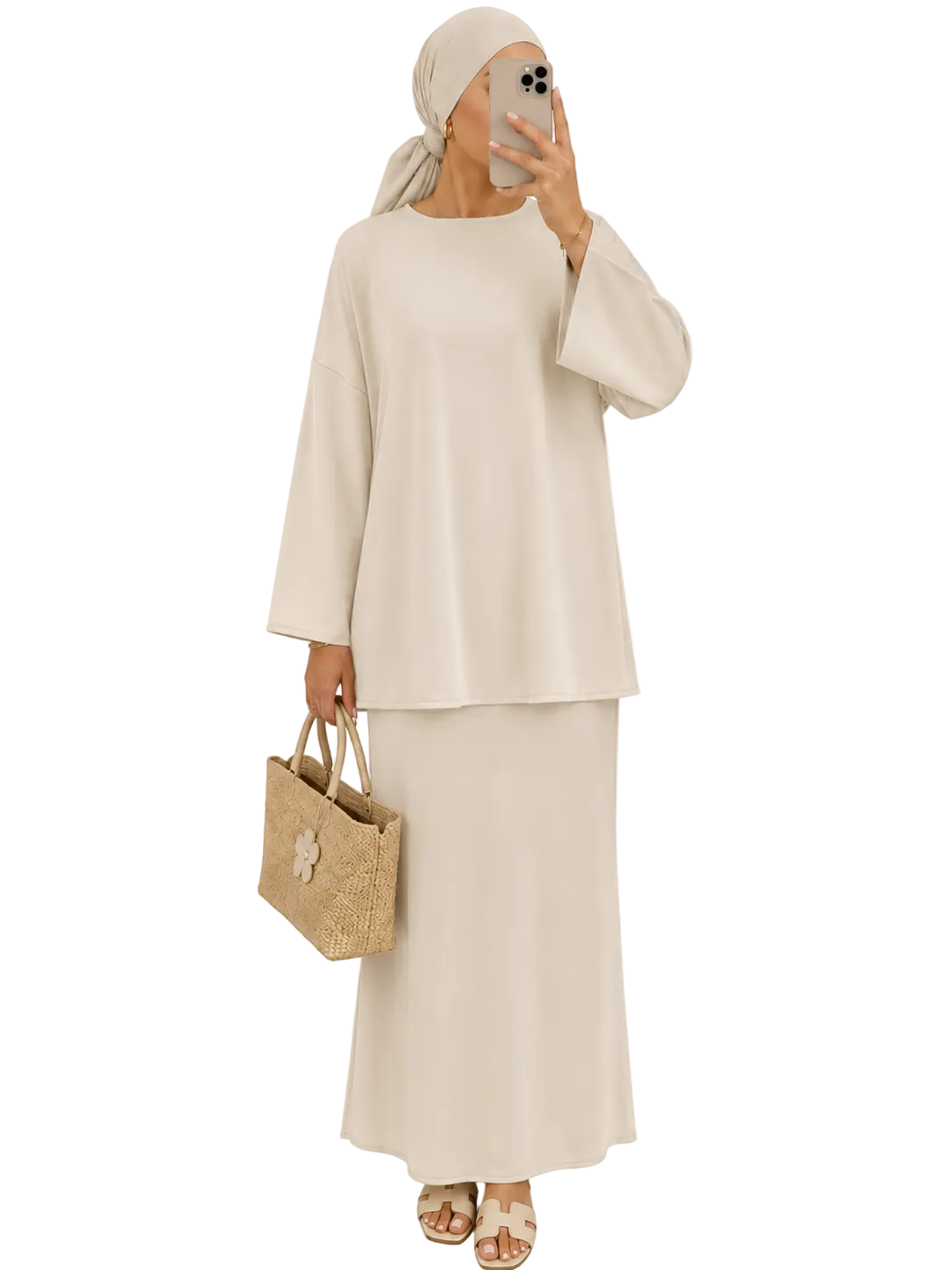 Burkini Doha beige jupe avec legging 3 pièces