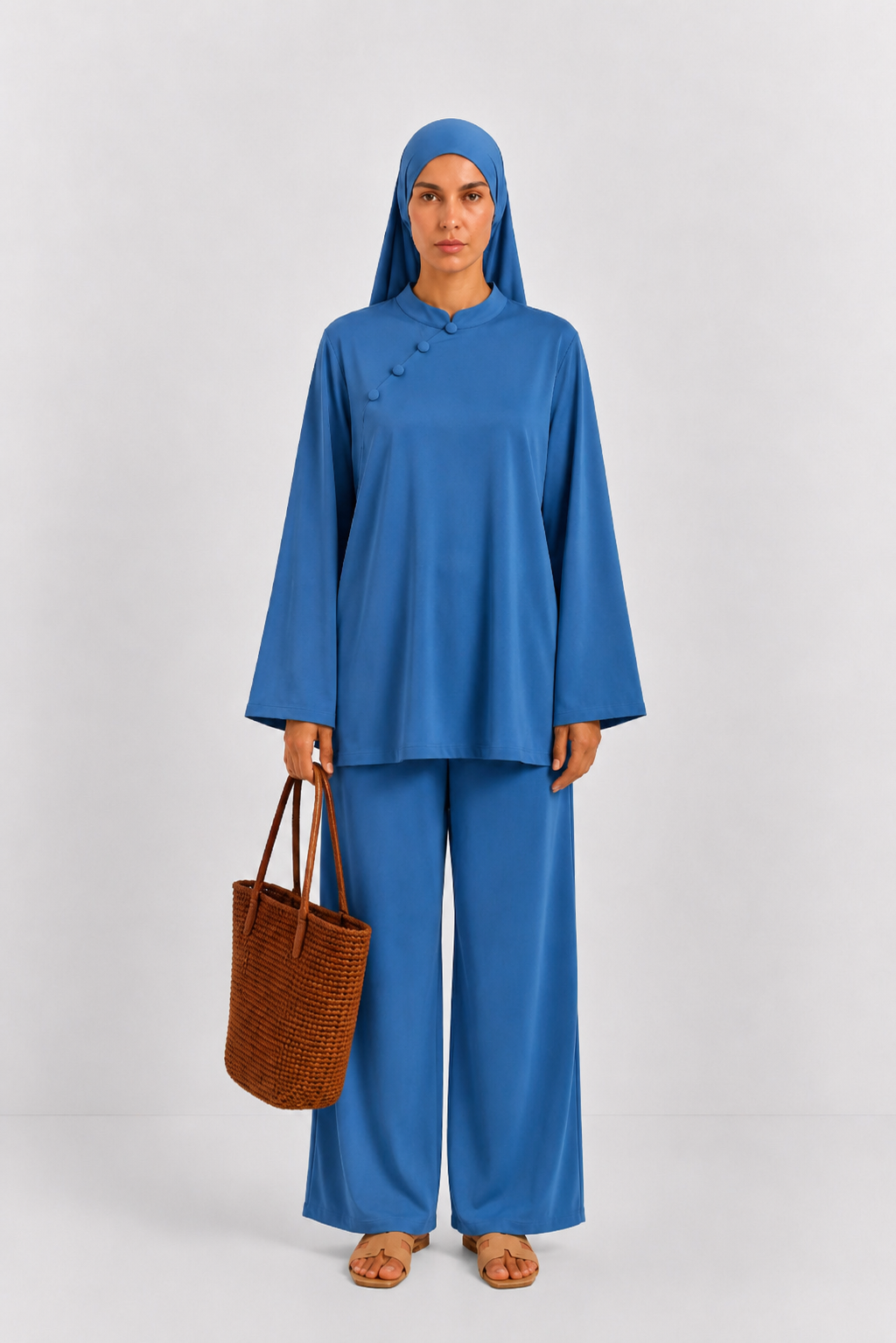Burkini Naya bleu canard 3 pièces Boutons