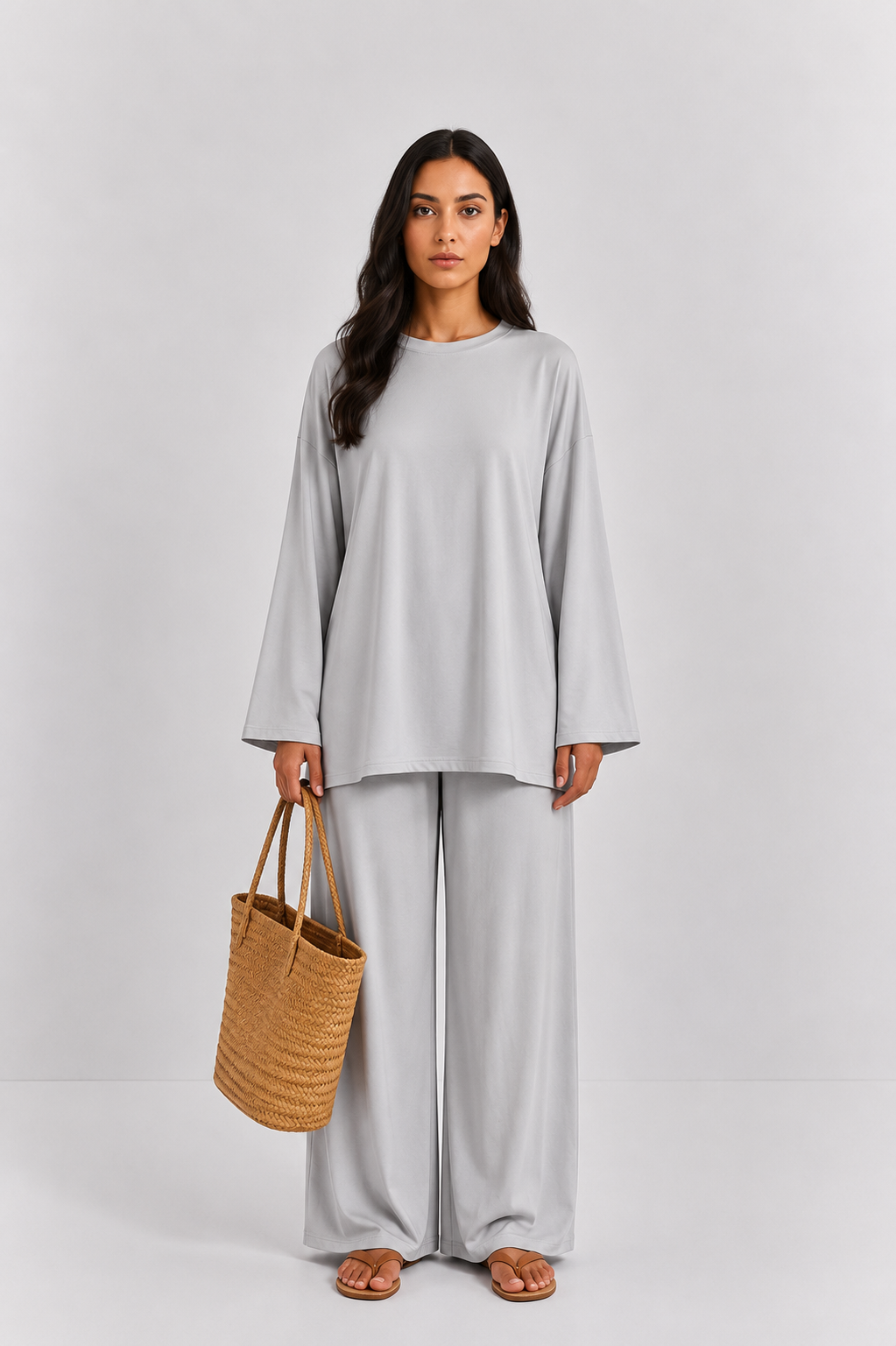 Burkini Rosea gris clair 2 pièces sans voile