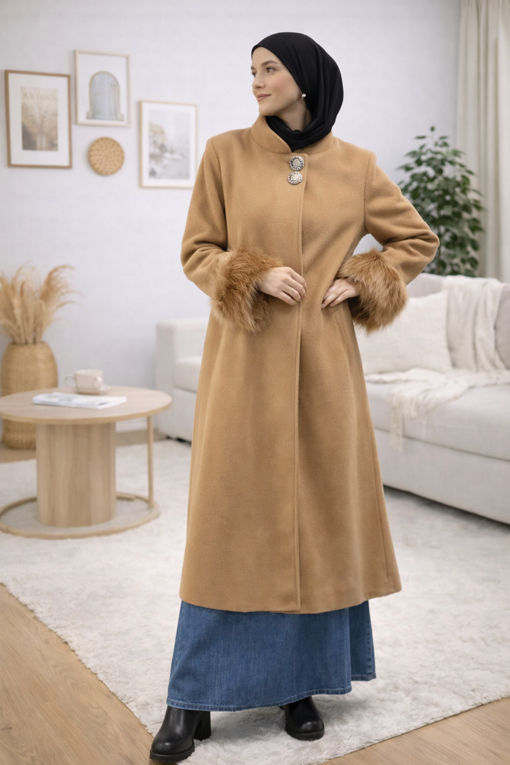 Manteau long fourrure