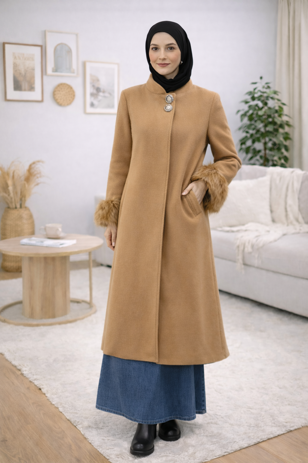 Manteau long fourrure