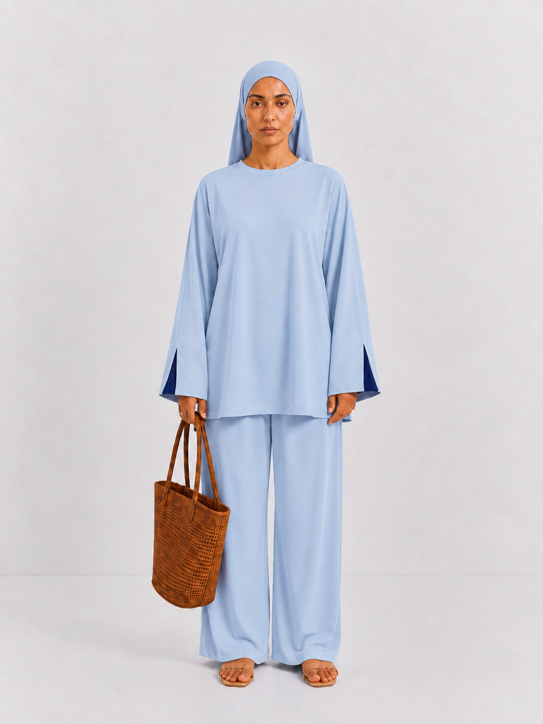 Burkini Amara 3 pièces bicolore bleu ciel / bleu foncé