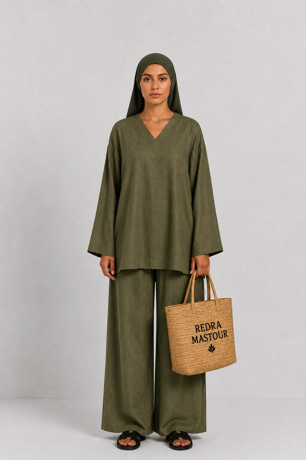 Ensemble pantalon effet lin