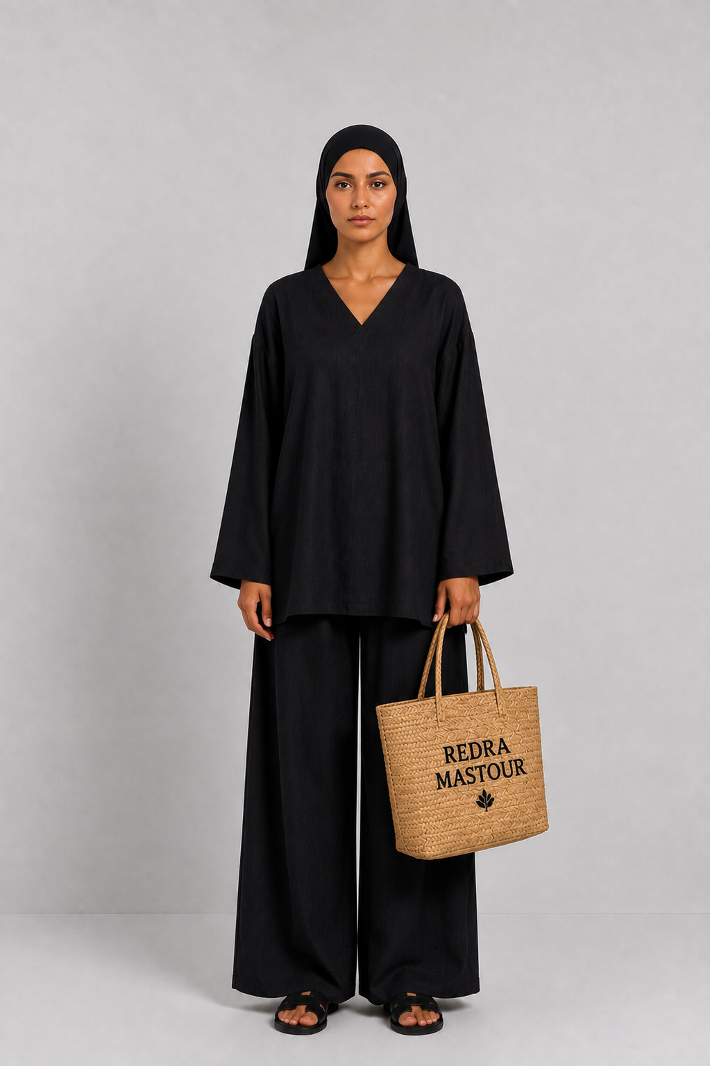 Ensemble pantalon effet lin