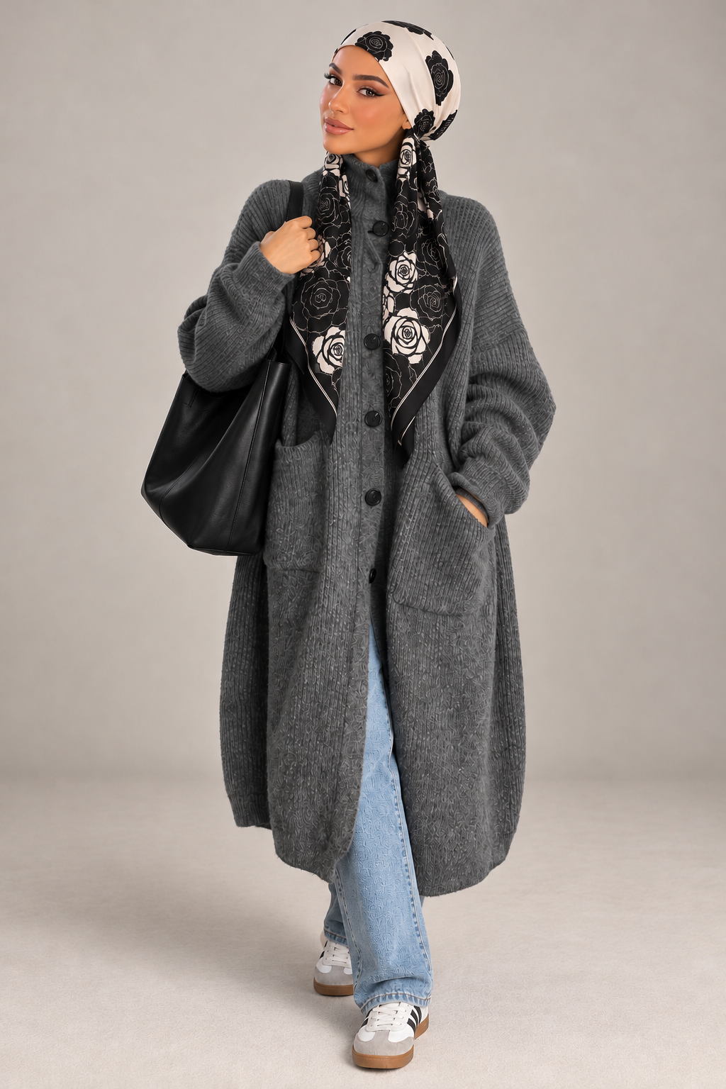 Veste longue boutons