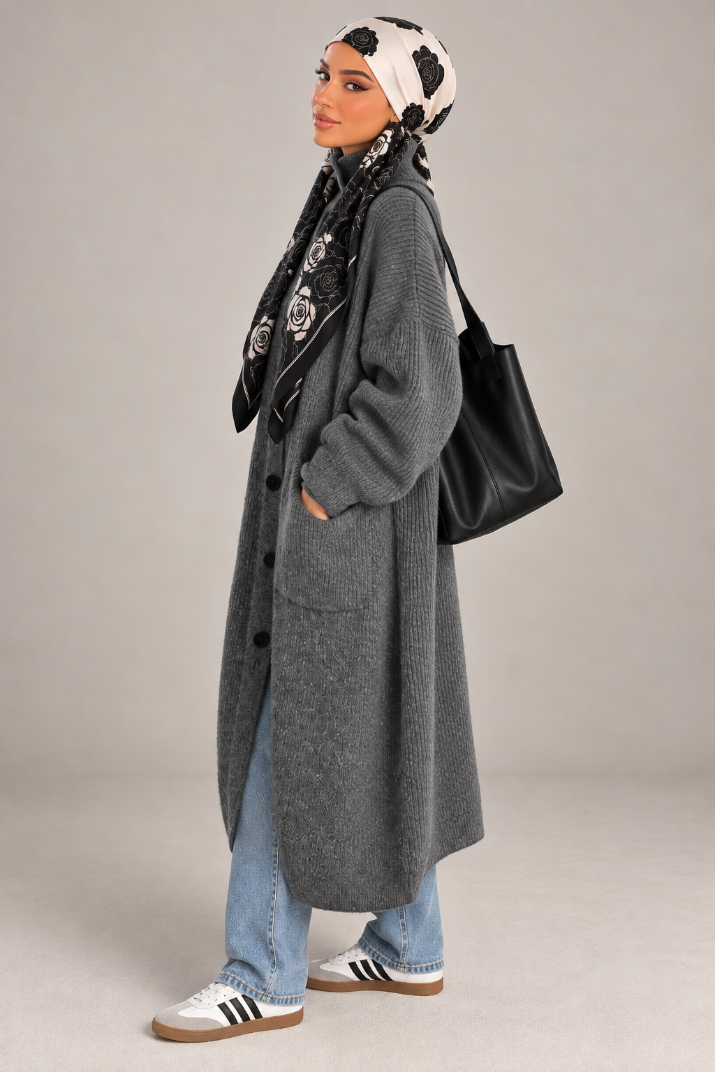 Veste longue boutons