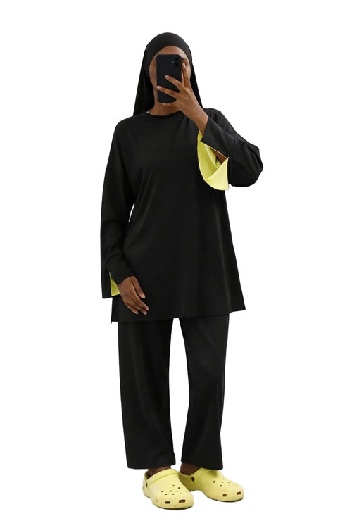 Burkini Amara 3 pièces bicolore noir/jaune pale