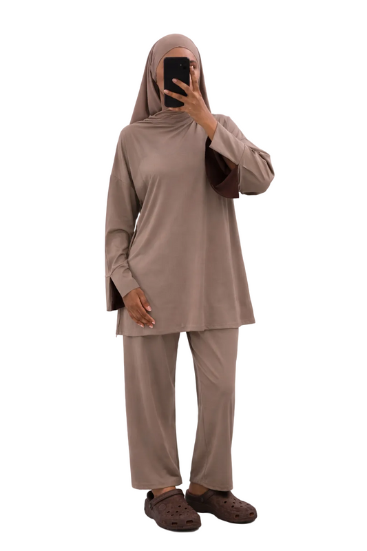 Burkini Amara 3 pièces bicolore taupe/choco