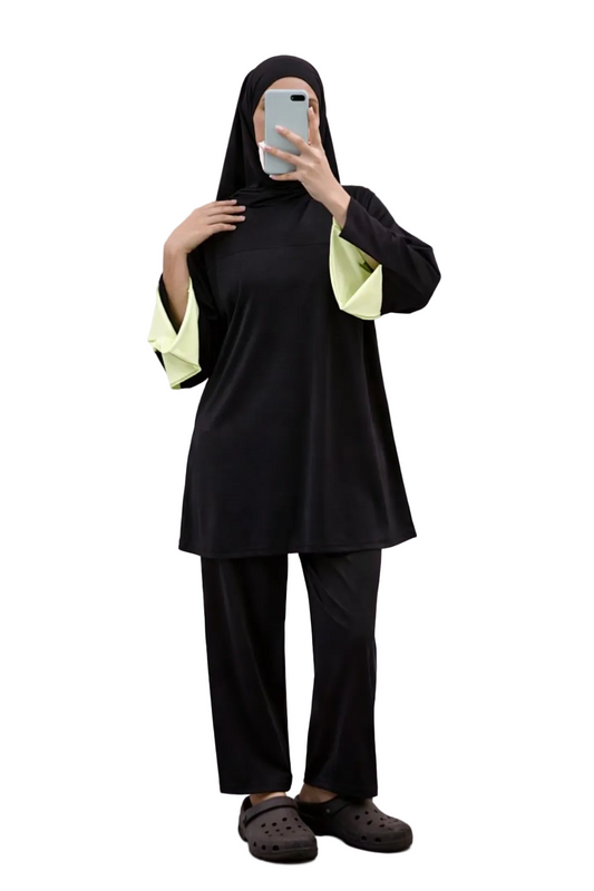 Burkini Amara 3 pièces bicolore noir/ vert d’eau